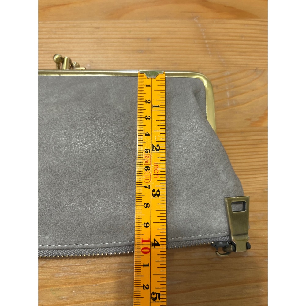 Urban Expressions Gray Vegan Leather Kiss Lock Wallet Floral Lining Minimal - Picture 8 of 8